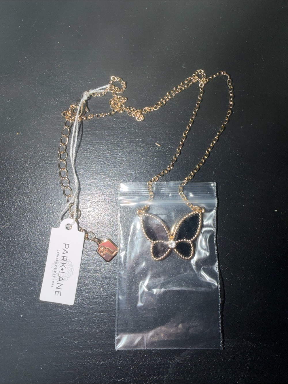 Park Lane Gold-Tone Necklace with Black Butterfly Pendant